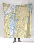 Tiverton, RI Nautical Chart Blanket