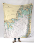 Mattapoisett, MA Buzzards Bay Vintage Nautical Chart Blanket