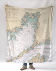 Woods Hole - Falmouth Vintage Nautical Chart Blanket
