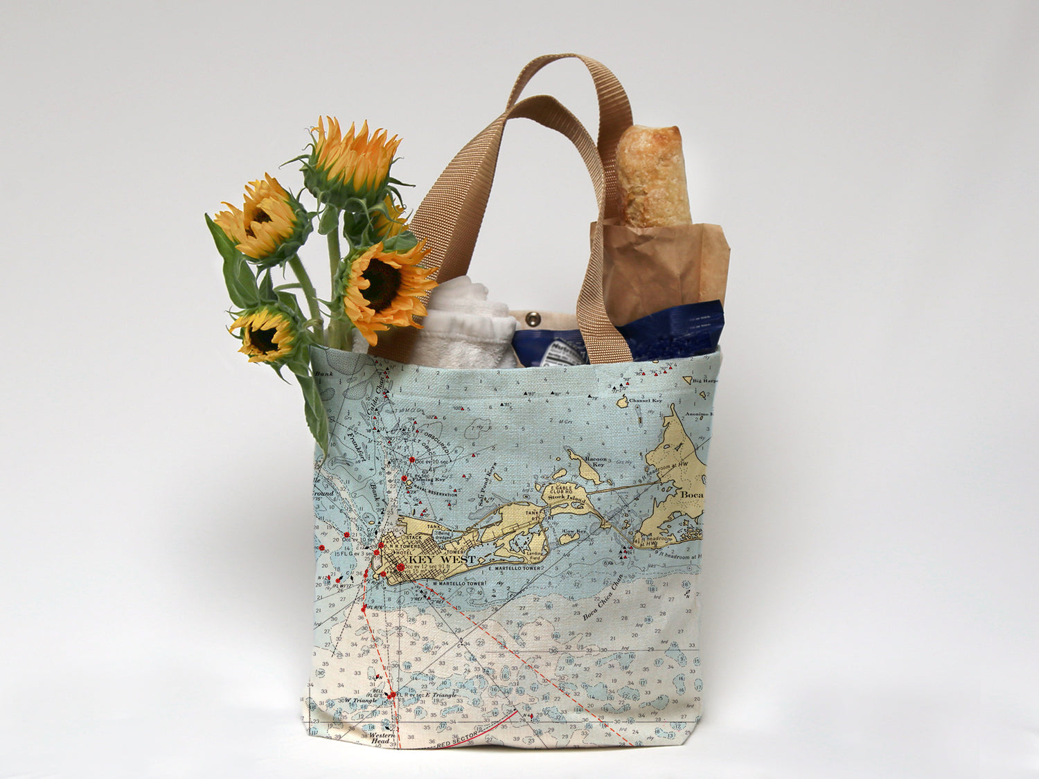 Key West Nautical Chart Tote My Signal Flags