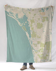 Estero Island to Naples Sea Glass Style Map Blanket