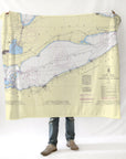 Lake Erie PA OH MI NY Vintage Nautical Chart Blanket
