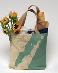 Green Bay and Door County, WI Sea Glass Map (Name Dropped) Tote