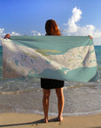 Cape Cod Barnstable MA Sea Glass Map (Without Labels) Quick Dry Towel