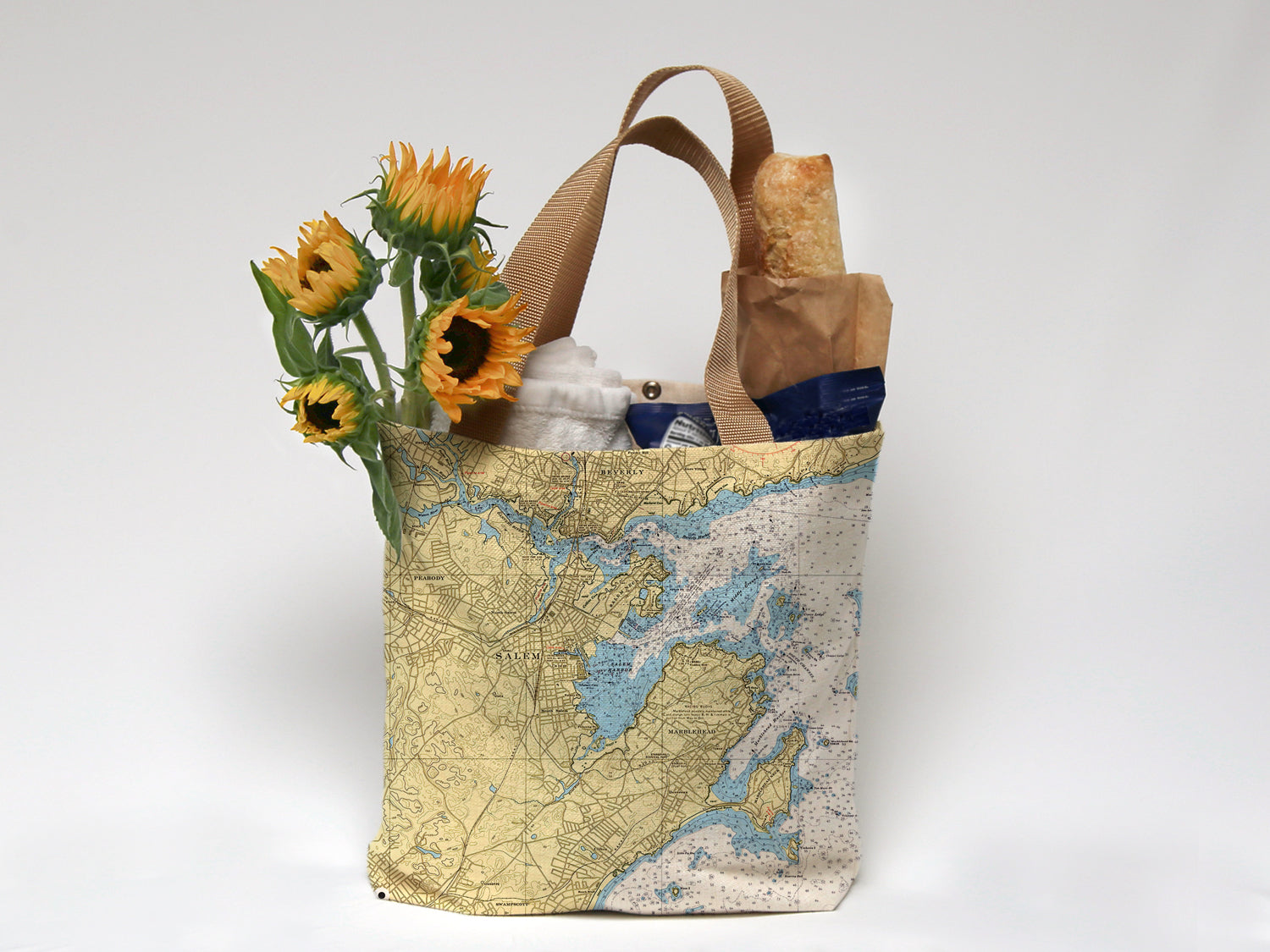 Marblehead MA Nautical Chart Tote My Signal Flags