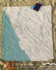 Cambria CA Sea Glass Town Map Blanket