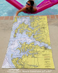 Oxford, MD, Chesapeake Bay Vintage Nautical Chart Quick Dry Towel