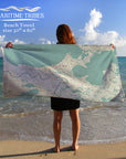 New Orleans, LA Sea Glass map Quick Dry Towel