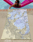 Marina Bay, Quincy MA Nautical chart Quick Dry Towel