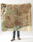 Barcelona, España, Vintage Antique Map, c. 1915 Blanket | Barcelona Spain Decor - Maritime Tribes USABlanket