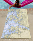 Easton, MD, Chesapeake Bay Vintage Nautical Chart - MUTED Quick Dry Towel