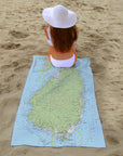 St Lucia, Caribbean, Nautical Chart Quick-Dry Towel - My Signal Flags