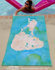 Block Island Watercolor Map Quick Dry Towel