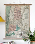 New England Vintage Map, earth tones Scroll