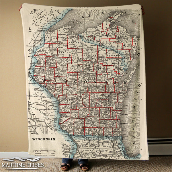 Wisconsin State Map Blanket