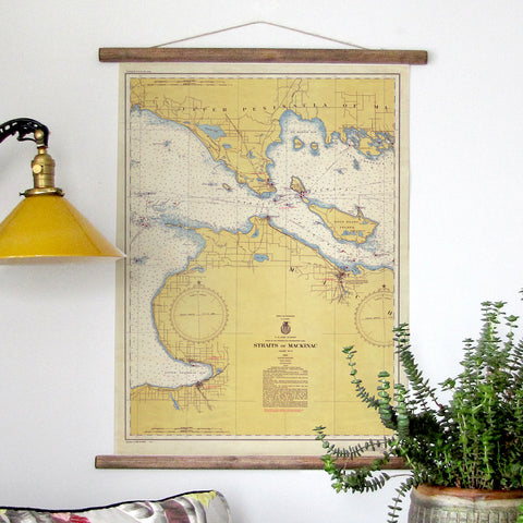 Mackinaw Island, MI Vintage Nautical Chart Scroll