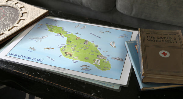 Catalina Island Illustrated Map Placemats, set of 4
