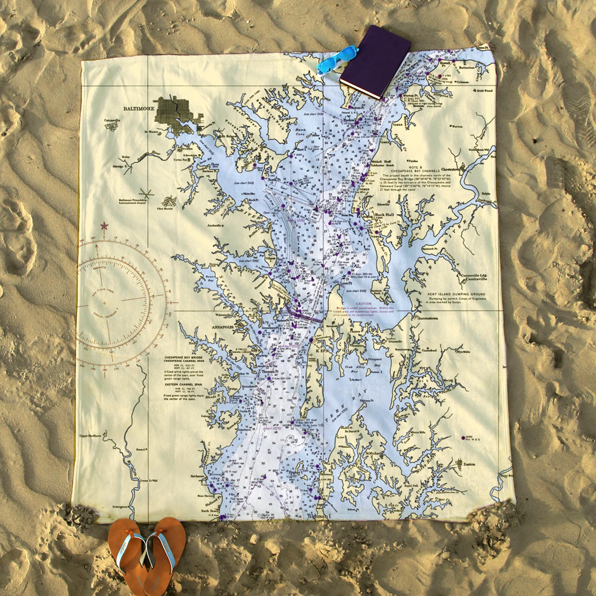 Annapolis, MD Chesapeake Bay nautical chart Blanket My Signal Flags