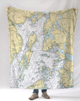 Castine ME Nautical Chart Blanket