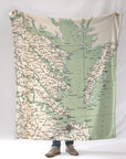 Chesapeake Bay Nautical Chart Blanket