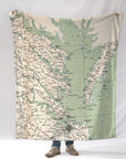 Chesapeake Bay Vintage Map Blanket