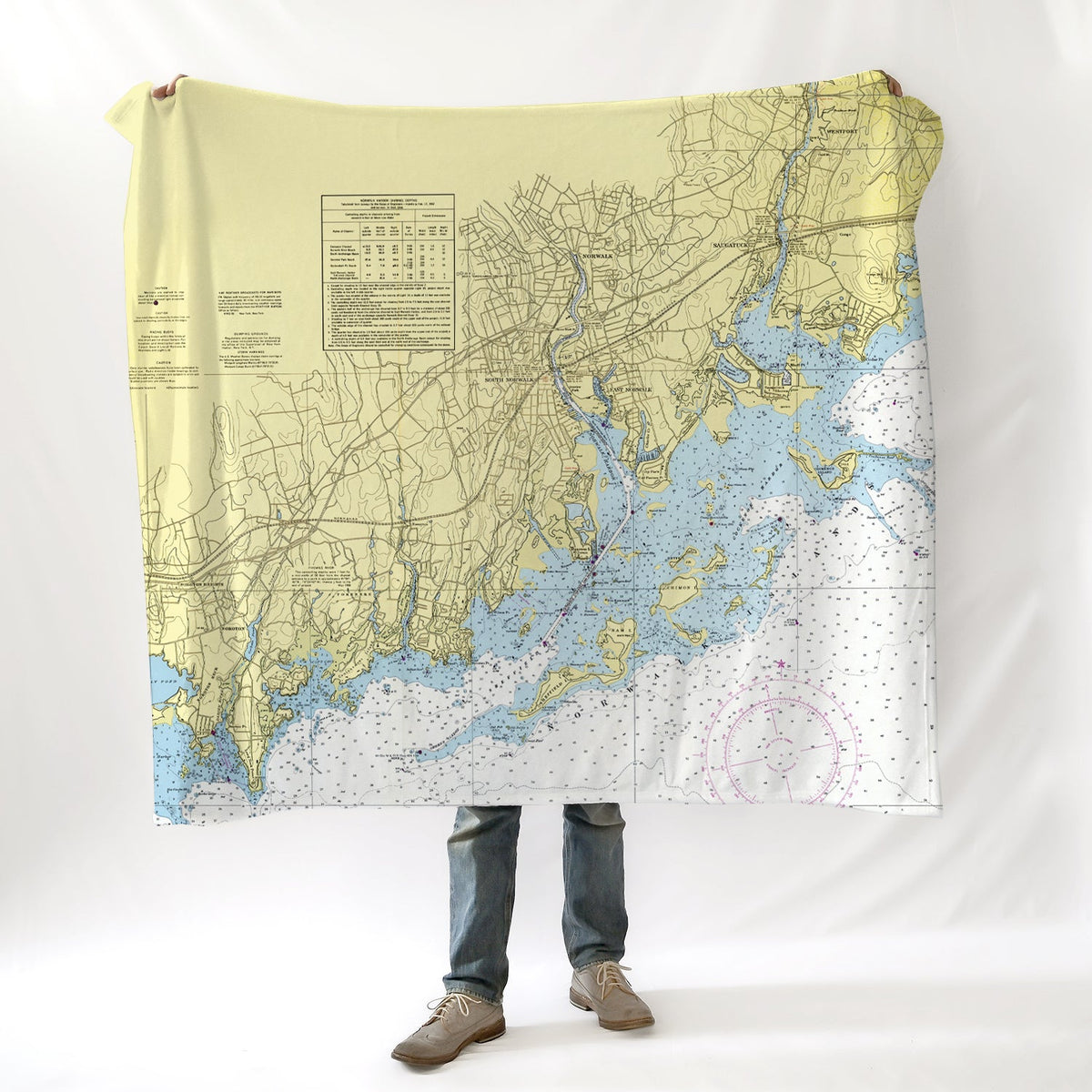 Westport Norwalk Islands, CT Nautical Chart Blanket My Signal Flags