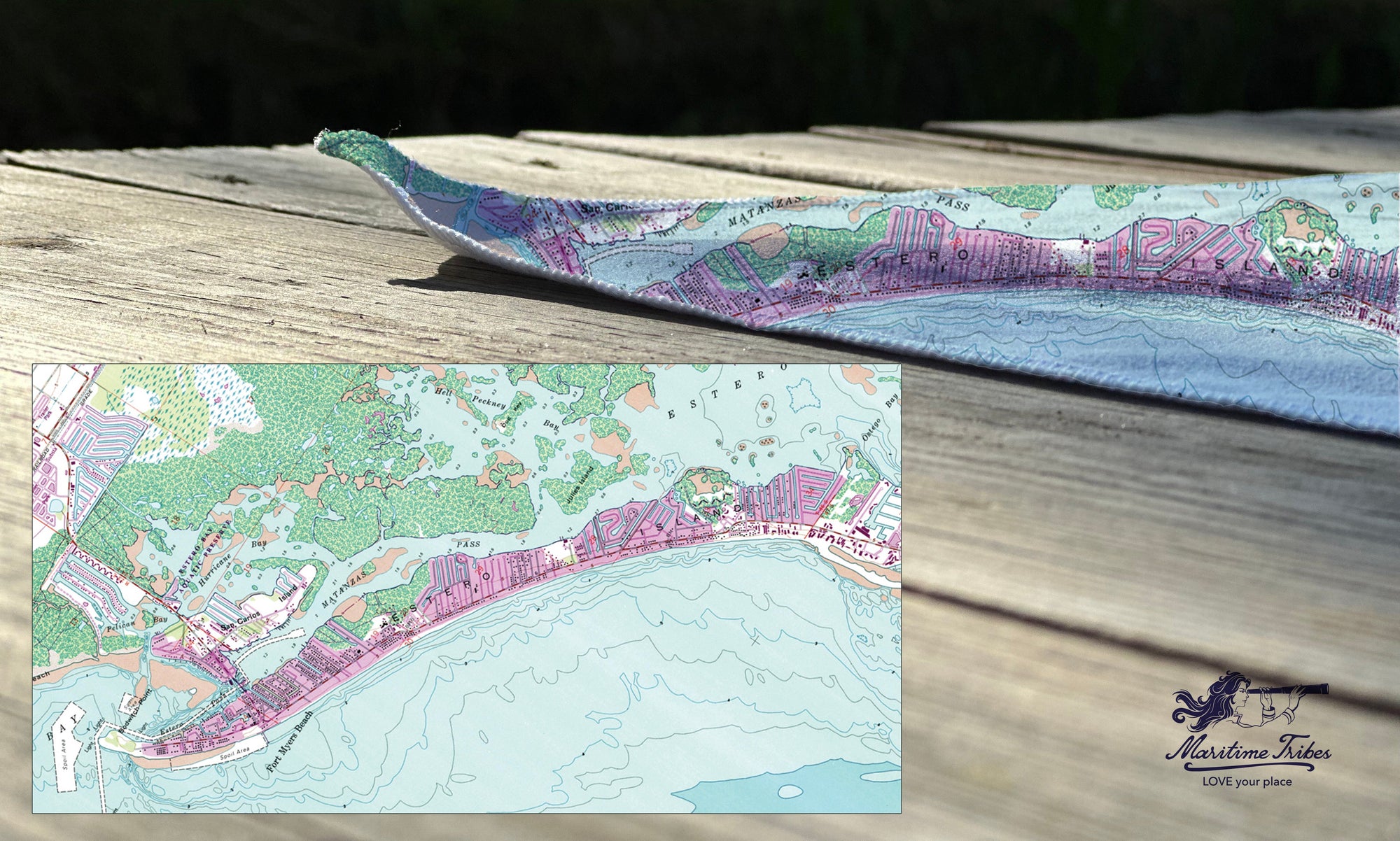 Fort Myers Beach Bright Topo Quick Dry Towel