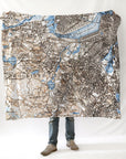 Boston, MA South End Vintage Blues Antique Map Blanket