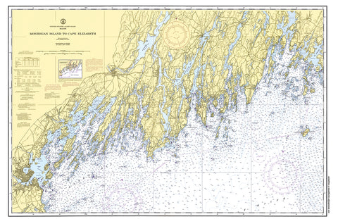 Monhegan Island to Cape Elizabeth Vintage Nautical Chart Placemats, set of 4