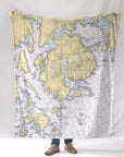 Mount Desert Island, Acadia, ME Nautical Chart Blanket