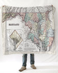 Vintage State of Maryland Map Blanket