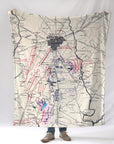 Gettysburg PA Battlefield Map Vintage Blanket