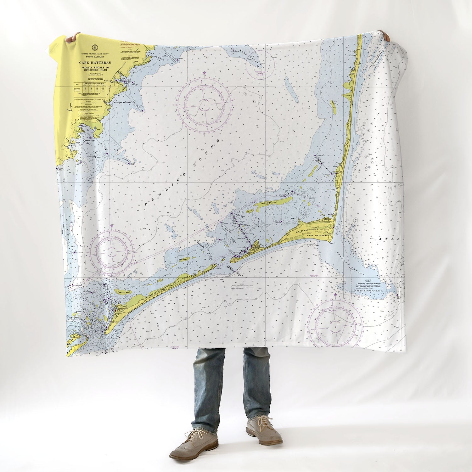 Cape Hatteras NC Nautical Chart Blanket My Signal Flags