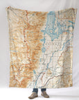 Jackson Hole WY Vintage Map Blanket