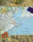 Houston - Galveston TX Vintage Topo Map Blanket