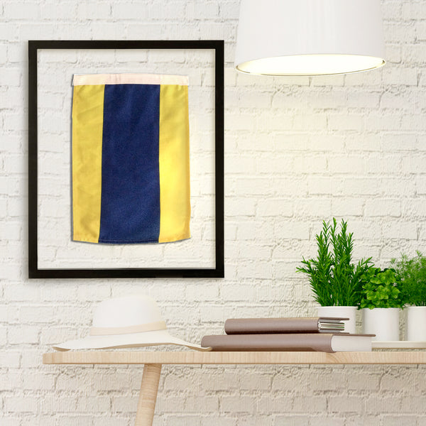 "D" Nautical Signal Flag in Floating Frame
