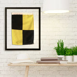 "L" Nautical Signal Flag in Floating Frame