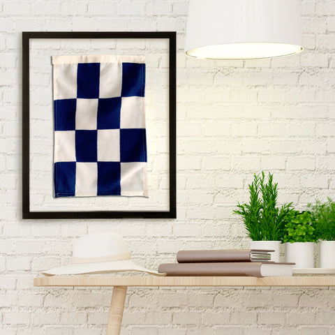 "N" Nautical Signal Flag in Floating Frame