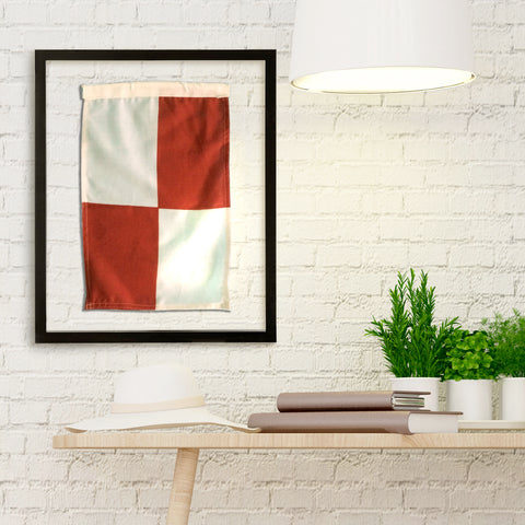 "U" Nautical Signal Flag in Floating Frame
