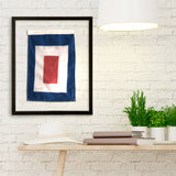 "W" Nautical Signal Flag in Floating Frame