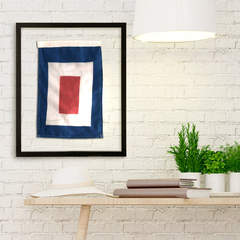 "W" Nautical Signal Flag in Floating Frame
