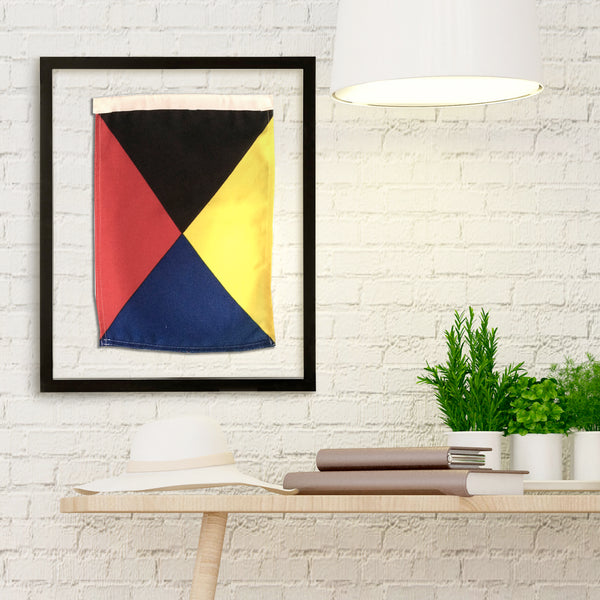 "Z" Nautical Signal Flag in Floating Frame