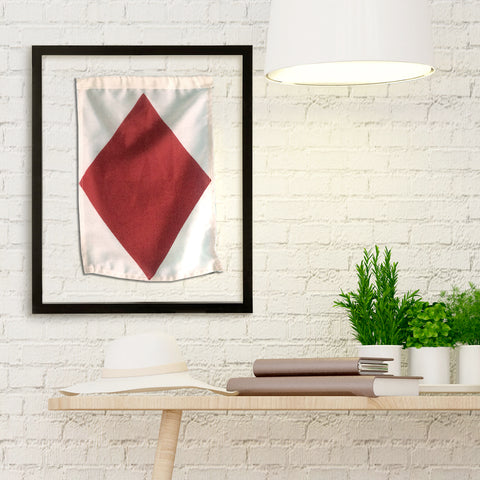 "F" Nautical Signal Flag in Floating Frame