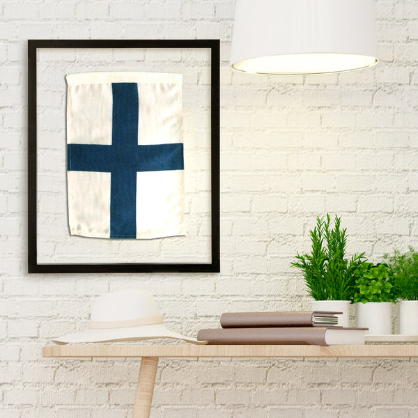 "X" Nautical Signal Flag in Floating Frame