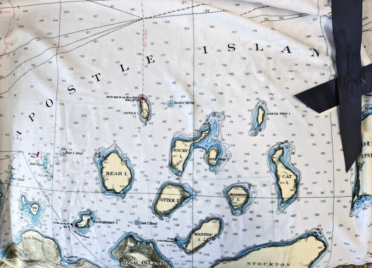 Apostle Islands, WI Lake Superior Nautical chart Blanket - Maritime Tribes USABlanket