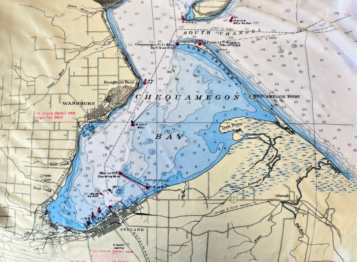 Apostle Islands, WI Lake Superior Nautical chart Blanket - Maritime Tribes USABlanket
