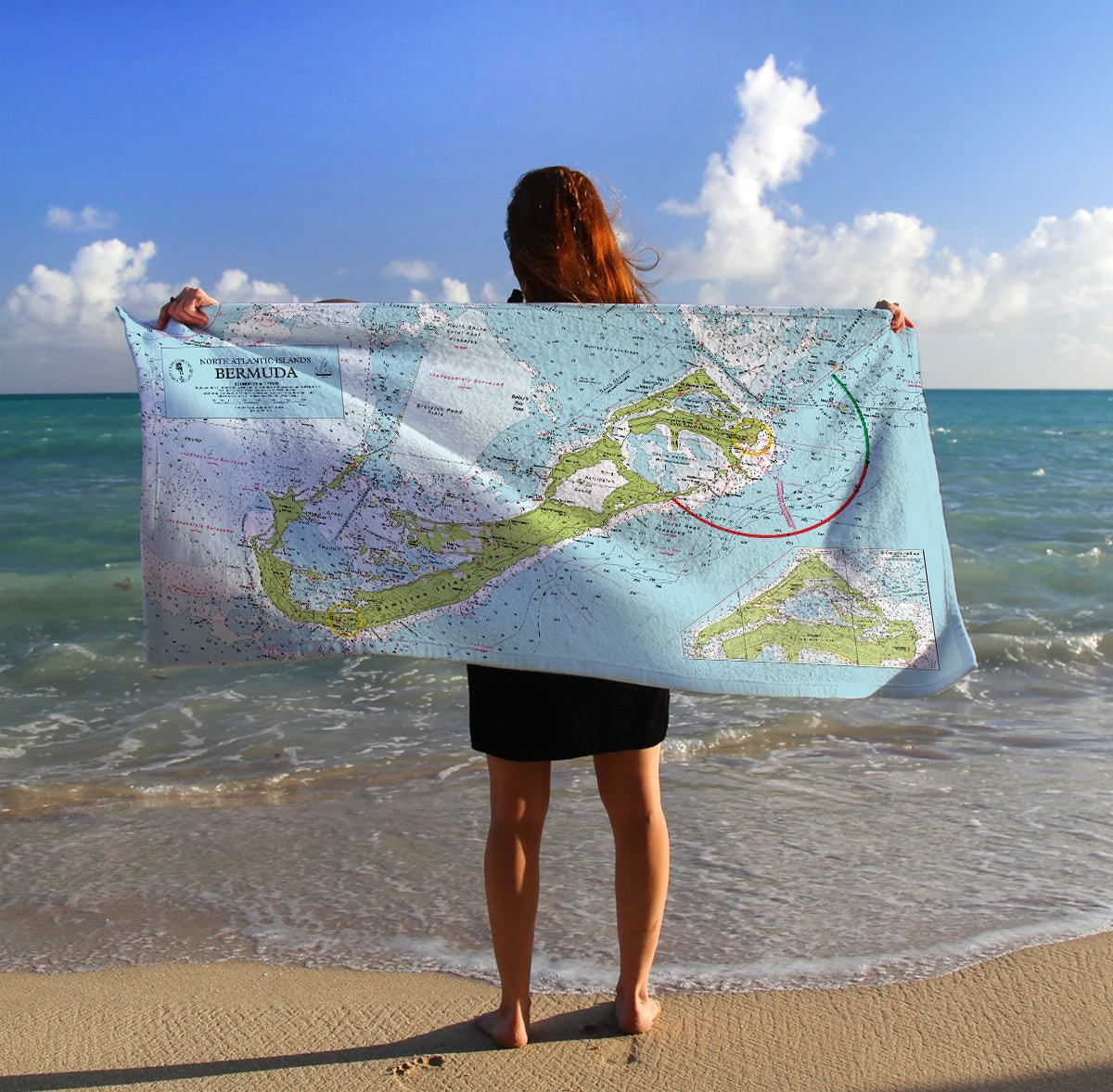 Bermuda Nautical Chart Quick Dry Towel - My Signal FlagsTowel