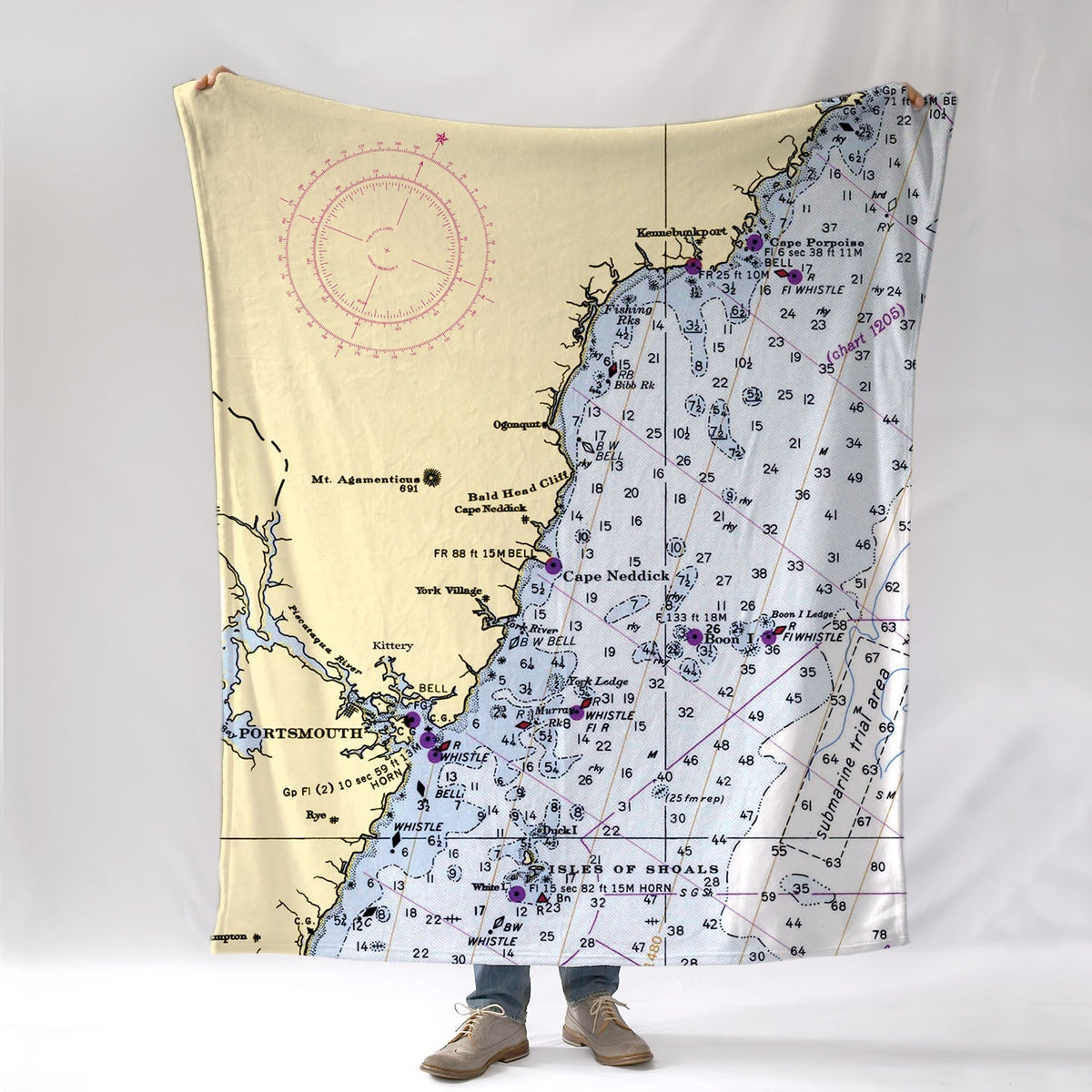 Blue Hill - Stonington, ME Nautical chart Blanket - Maritime Tribes USABlanket