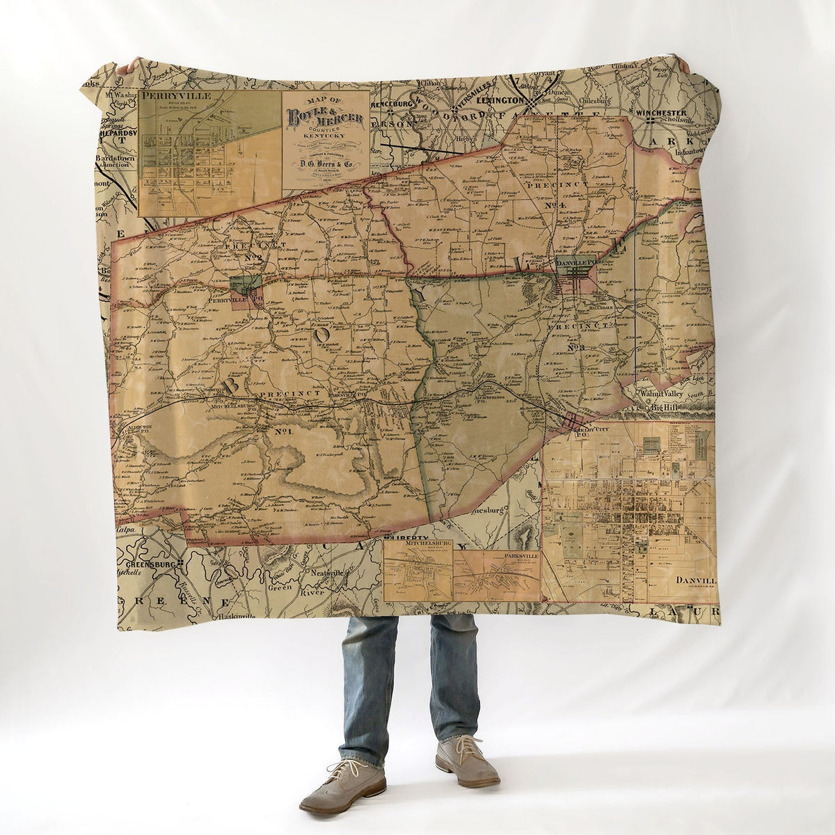 Boyle County, Kentucky Vintage Map Blanket - Maritime Tribes USABlanket