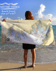 Buzzards Bay, Cuttyhunk & Woods Hole, MA Vintage Nautical Chart Quick Dry Towel